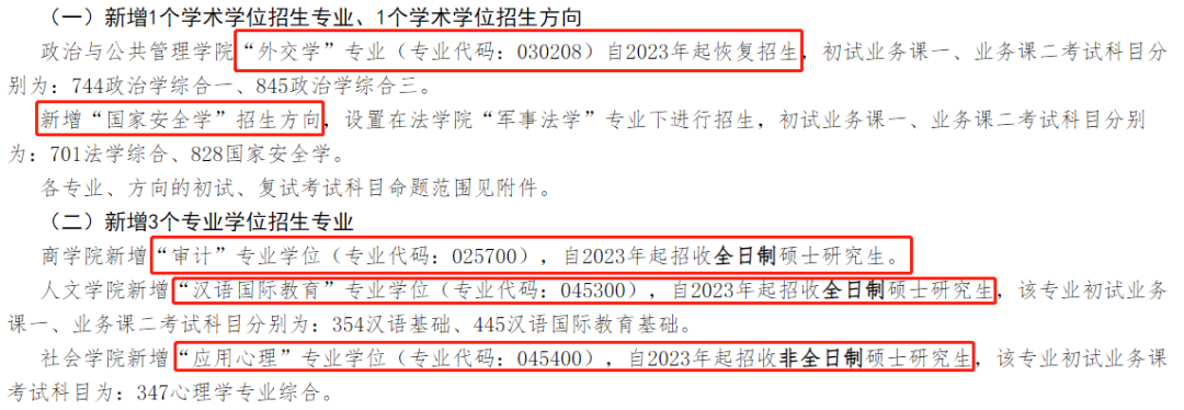 2023年考研新增首次招生专业汇总！机会来了~